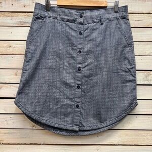 Vintage Columbia 100% Organic Cotton Chambray Button Front Skirt Gray Size M